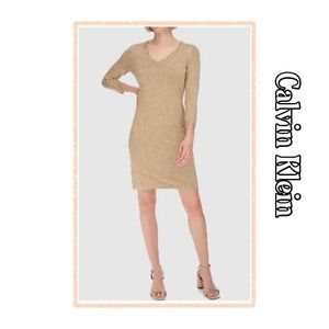 Calvin Klein 🫐 Women's Gold Tan Party Dress